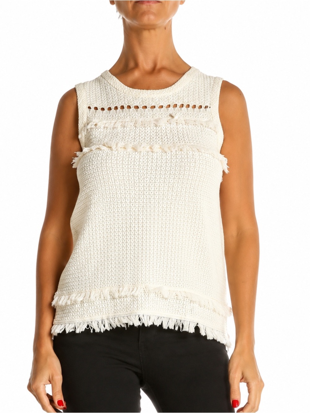 J. Crew Ivory Crochet Tank Top Shirt Size XS Cotton